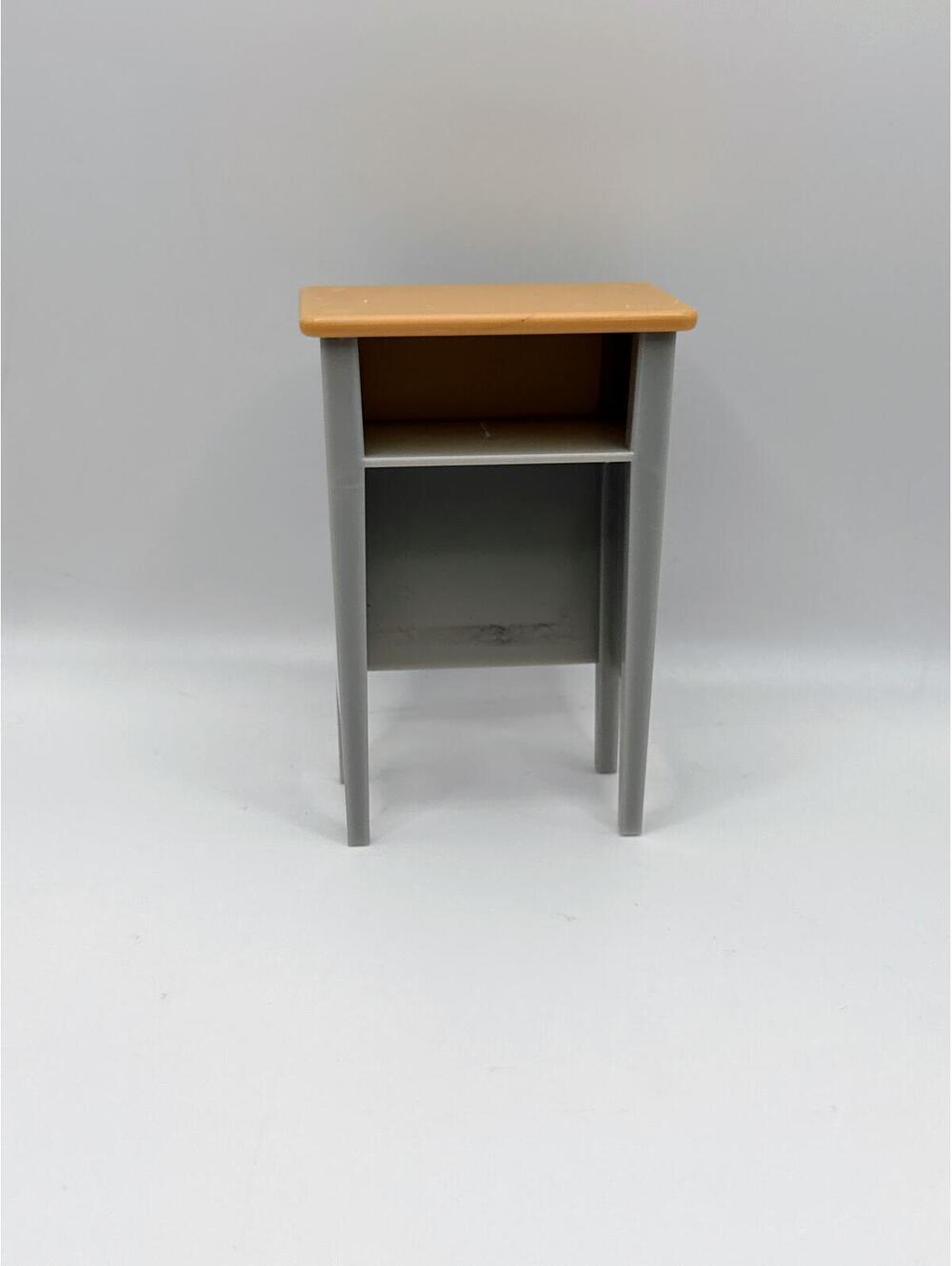 1:12 Scale Miniature Nightstand Side Table Gray with Faux Wood Top Shelf